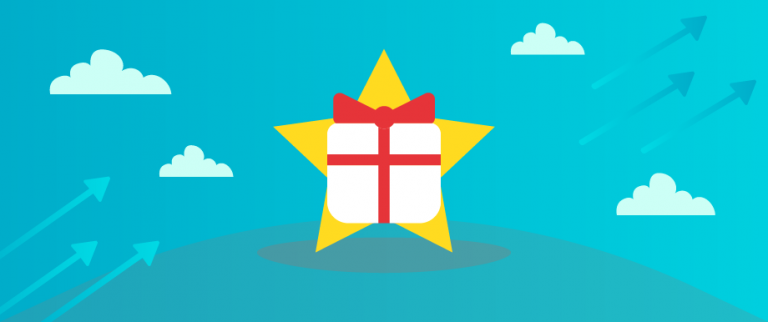 Desenho de uma estrela com um presente na sua frente, representando a preferência do cliente em recomprar na loja