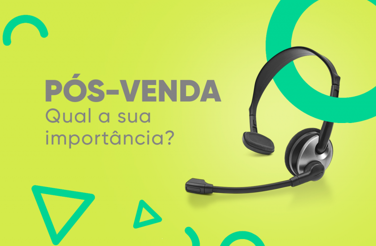 Um fone de ouvido típico de call center, ao lado do texto em letras grandes: "Pós-venda: Qual sua importância?"