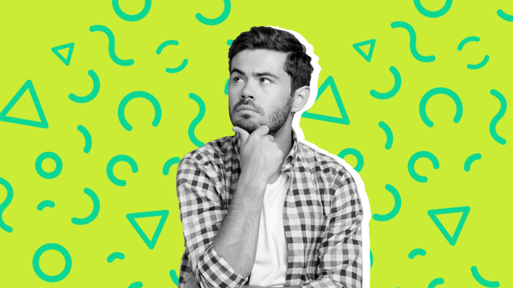 Empreendedor com a mão no queixo e expressão de confusão, sem saber o que é uma NFC