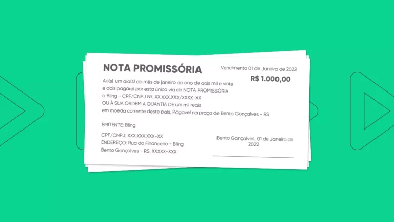 Exemplo de nota Promissória, no valor de R$1000,00